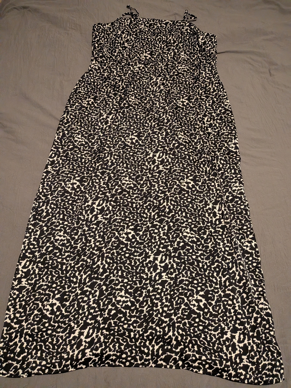 Black & White Printed Maxi Dress with Spaghetti Straps